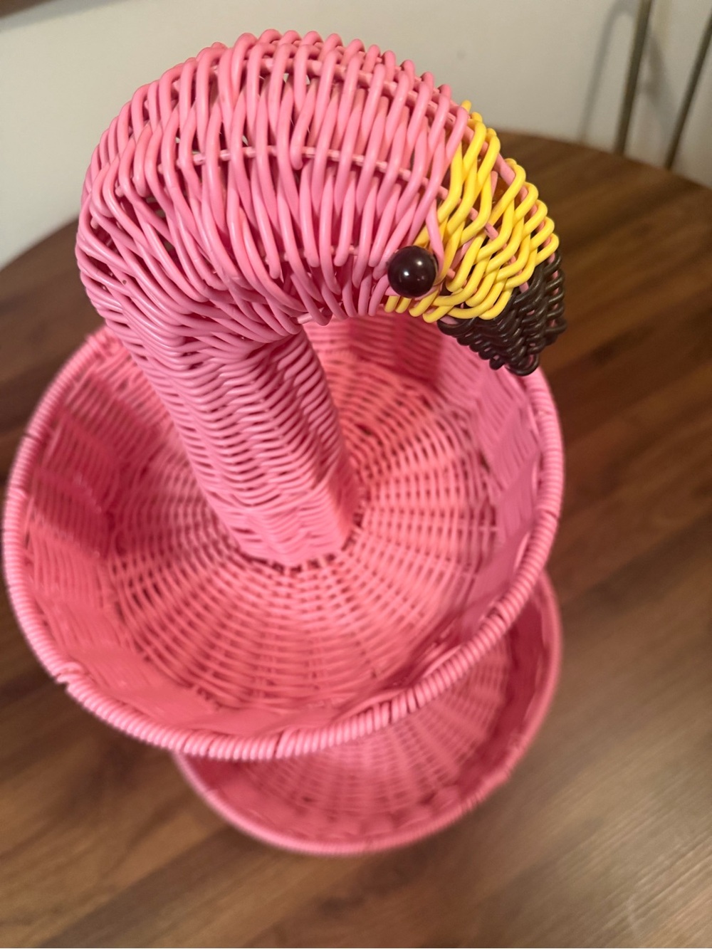 Charming Pink Flamingo Wicker Two-Tier Basket - Picture 15 of 16